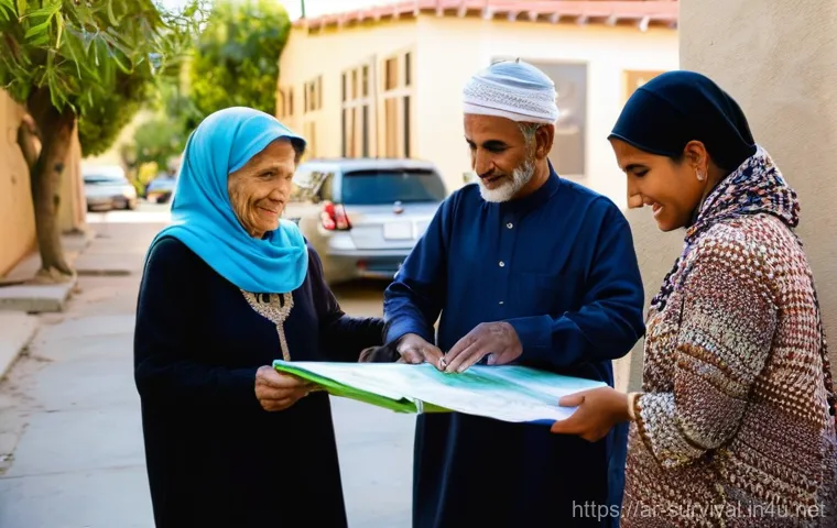 재난 시 생필품 목록 - **Prompt:** A warm and reassuring scene inside a modern, tastefully decorated Arab home. A family of...