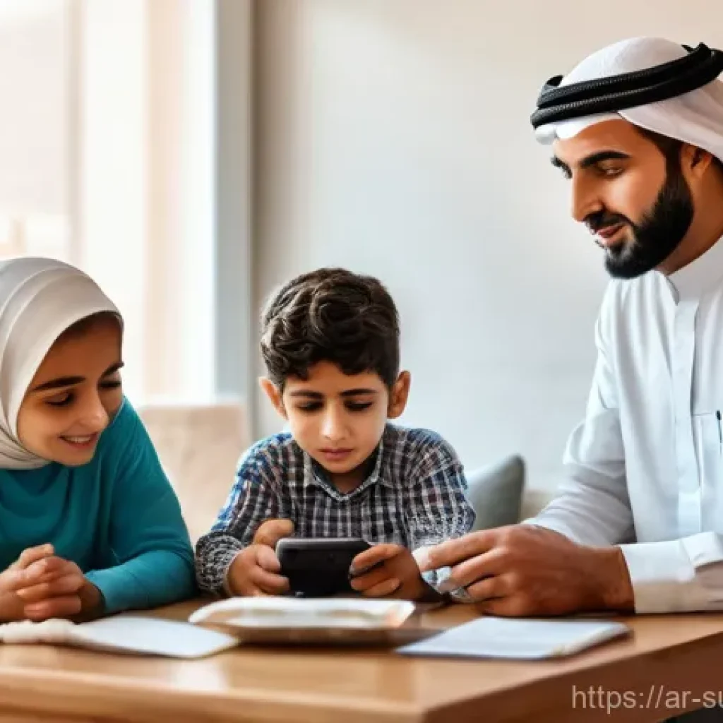긴급 구조 요청하기 - **Prompt:** A warm, inviting scene in a modern Middle Eastern living room. A diverse family, includi...
