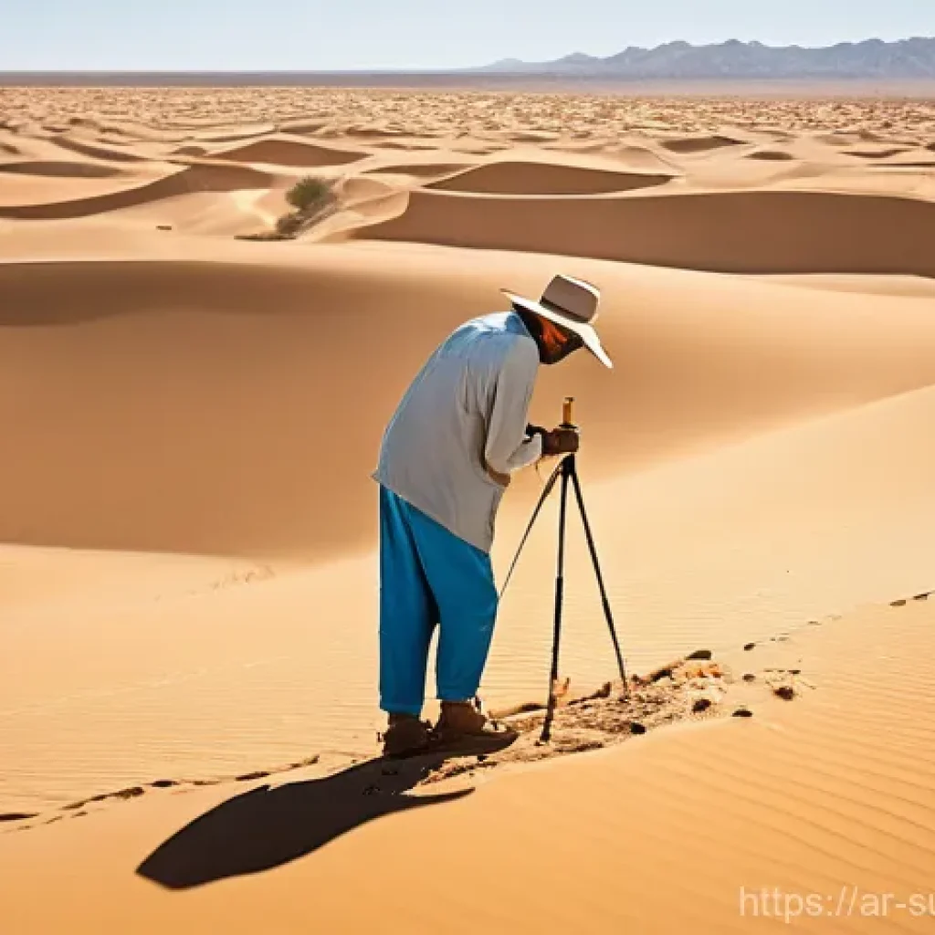 사막 생존법 - **Prompt:** A solitary, resilient explorer in a vast, sun-drenched golden desert. The explorer, a ma...