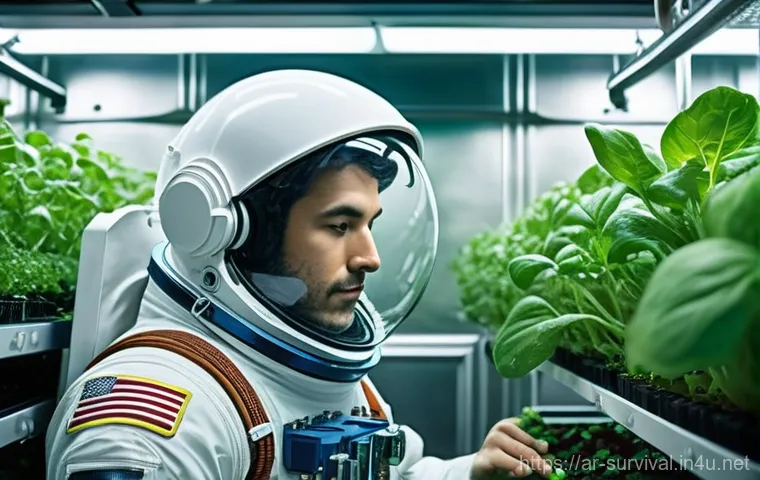 우주에서의 생존법 - **Prompt:** A determined astronaut, wearing a modest, form-fitting athletic top and shorts, is vigor...