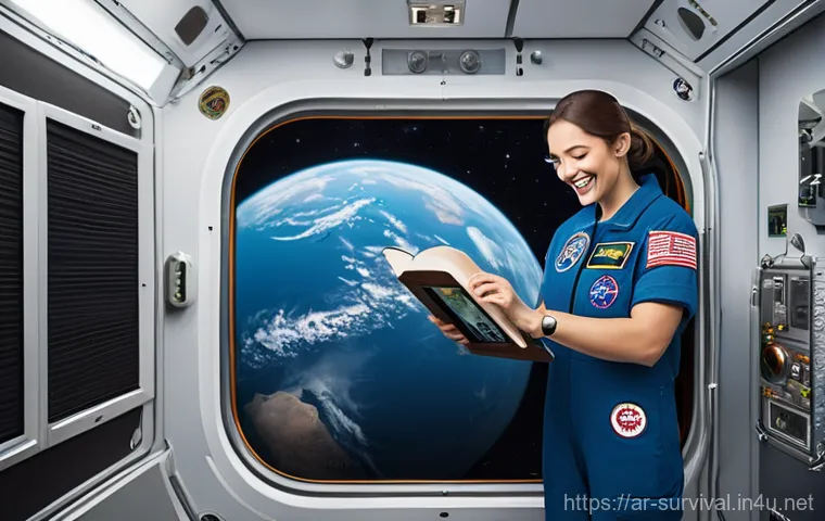 우주에서의 생존법 - **Prompt:** A gentle male astronaut, dressed in a standard, clean utility jumpsuit, is carefully ten...